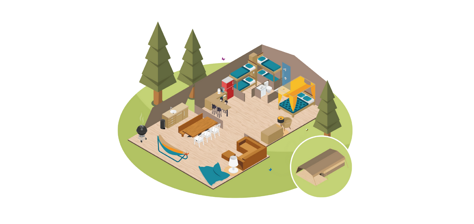 Plattegrond Desert Lodge XL + Teeny Lodge 2-8P